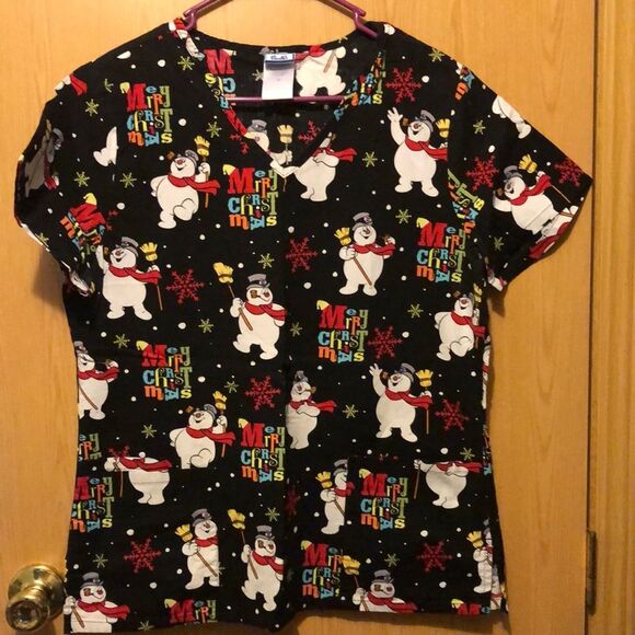 Frosty the snowman scrub top size medium - Picture 1 of 7